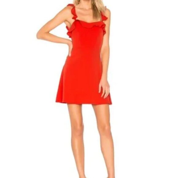 NWT Revolve Red Superdown Peyton Ruffle Dress Size Medium - Picture 1 of 6